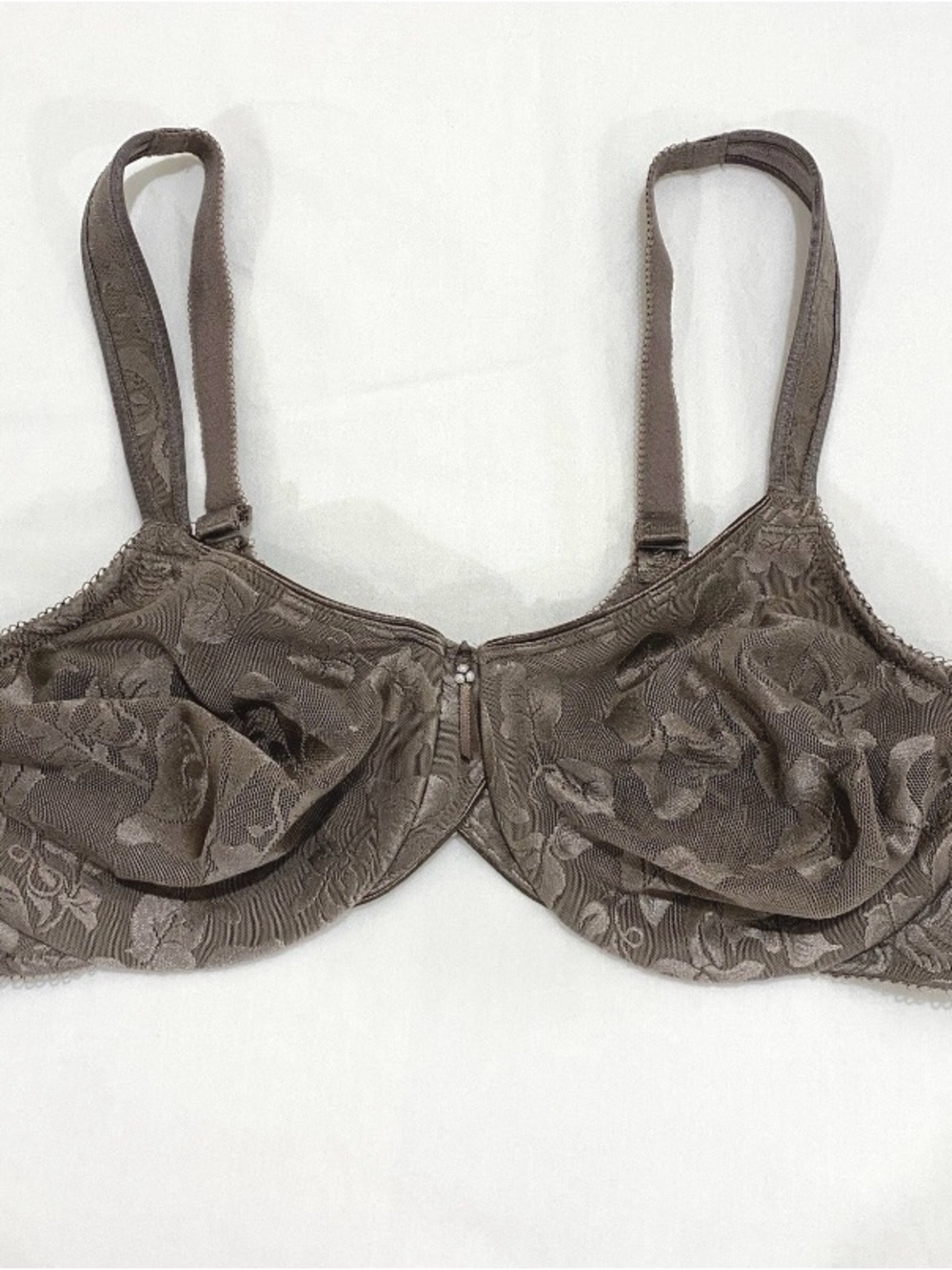 Wacoal Underwire Bra 85567 40C Floral Lace Full Coverage Taupe Brown Awareness